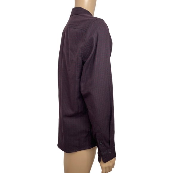 Perry Ellis Men’s Button Down Shirt M Long Sleeves Maroon Checkered Pattern - Picture 4 of 13